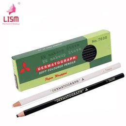 Sun 12pcs/lot Japan Black Pencil Colored Pencil Dermatograph K7600 Oilbased Paper Wrapped for Tattoo Eyebrow Marker Paint Pencil