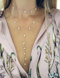 Necklaces double layer 2 layers fashion women necklace geometric cz charms choker long Y lariat gorgeous necklaces