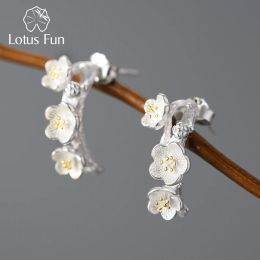 Earrings Lotus Fun Hanging Elegant Flower Stud Earrings for Women 925 Sterling Silver Original Luxury Quality Fine Jewellery New Arrival