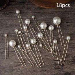 Hair Clips 18pcs Handmade Pearl Hairpins Retro U-Shaped Pin Sticks Headpeice Women Bride Wedding Dress Jewellery VL