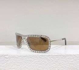 Shield Wrap Sunglasses with Crystal Women Shades Sonnenbrille Sunnies Gafas de sol UV400 Eyewear with Box