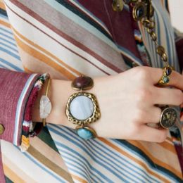 Link Bracelets Easy-hook Clasp Alloy Chain Retro Bracelet Exaggerated Irregular Stone Women Hand Decor