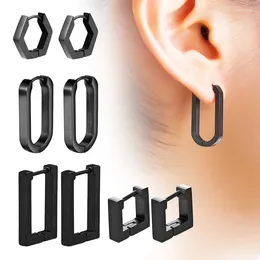 Stud Earrings 4 Pairs Multiple Styles Punk Black Stainless For Men And Women Gothic Street PopHip Hop Ear Jewelry Gifts