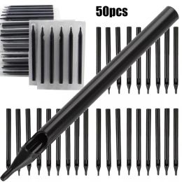 Tips 50PCS Black Long Tattoo Tips Disposable Plastic Long Tattoo Tips Nozzle Tube for Tattoo Machine Needles Supply