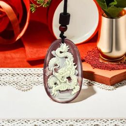 Pendants Jade Dragon Pendant Talismans Chinese Stone Gemstones Amulet Gifts for Women Jewelry Amulets Charms Man Necklace Natural