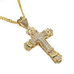 Hip Hop High Quality Diamond Encrusted Vintage Cross Pendant Necklace Cuban Link Chain Fine Fashion Jewellery Necklaces