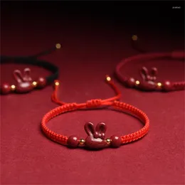 Charm Bracelets Handmade Natural Cinnabar Beads Red Rope Lucky Bracelet DIY Bangles Kids Couple Gift