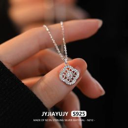 Necklaces JYJIAYUJY 100% Whole Original Sterling Silver S925 Necklace 16MM Zircon Clover Design In Stock Fashion Jewelry Gift Daily N212