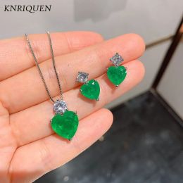 Sets KNRIQUEN Luxury Emerald Lab Diamonds Earrings Pendant Necklace Wedding Engagement Fine Jewellery Set for Women Vintage Accessories