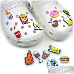 Shoe Parts & Accessories Moq 100Pcs Plastic Buttons Game Beer Clog Charms Soft Pvc Coffee Shoe Charm Accessories Decorations Custom Ji Dhwzx