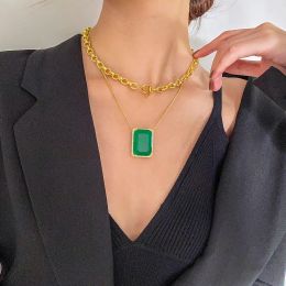 Pendants 14K Gold Huge Emerald Pendant Sterling Silver Party Wedding Pendants Chocker Necklace For Women Bridal Engagement Jewelry