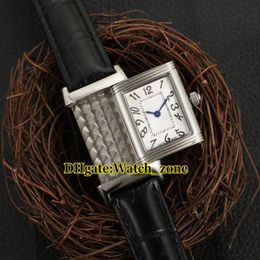 Girlfriend Gift Reverso Q2668430 Swiss Quartz 2668430 White Dial Womens Watch Silver Case Leather Strap Fashion Lady Watches2693