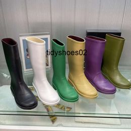 chaneles Long Barrel Rain Boots Womens Fashion Waterproof and Anti slip Knight Boots Celebrity Same Rain Boots Straight