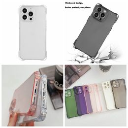 Thickened Design Shockproof Cases For iPhone 15 Pro Max 14 Plus 13 12 11 I15 Fine Hole Crystal Clear Black Luxury Four-corner Anti-fall Soft TPU Phone Back Cover Skin