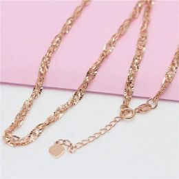 Necklaces Ladies' Jewelry 585 Purple Gold Plated 14K Rose Gold Shiny Hollow Chains chunky necklace Light Luxury Sweet Charm Engagement