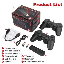 Consoles NEW X2 Plus Retro Video Game Console 4K HD Output Gamestick Emuelec 2.4G Wireless Controllers 3D For PSP/PS1 40 Simulators Games