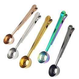 Coffee Scoops Measuring Spoon With Sealing Clip Kitchen Baking Scale Milk Powder Round Spoon