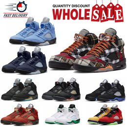 Scarpe da basket firmate 5s Jumpman 5 Uomo Plaid Unc Midnight Navy Oreo Racer Blu Nero Metallizzato Georgetown Alternate Grape Green Bean Sport Sneakers Scarpe da ginnastica