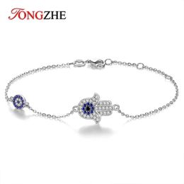 Bangles TONGZHE Luck Fatima Hamsa 925 Sterling Silver Evil Eye Hand Eye Horse Hoof Bracelets for Women Handmade Friendship Jewelry