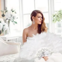 Party Decoration Pc Wedding Feather Fan Bride Nonfolding Handheld Fans Supplies Dress Pos Pographic Props