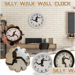 Wall Clocks Ministry Of Silly Walks Clock Monty Python Flying Circus Perfect Capture Classic Watch Funny Walking Silent Mute Drop De Dh2Xw