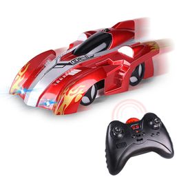 Wall mounted climbing car RC PowerLead Page remote control anti gravity ceiling racing LED light 360 rotation stunt toy 240221