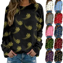 Women's Hoodies Christmas Snowflake Print Sweatshirt Womens Home Outdoor Workout Long Sleeve O Neck T Shirt Top Daily Printed Pullover