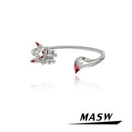 Bangles MASW Original Design Lovely Red Fox Bracelet Cuff Hot Sale Luxury Jewellery High Quality Copper Adjustable Bracelet For Wome Gift