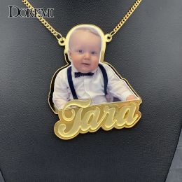 Necklaces Custom Name Picture Necklace for Women Personalized Acrylic Pendent Necklace Kids Custome Jewelry for Family Memorial Gift