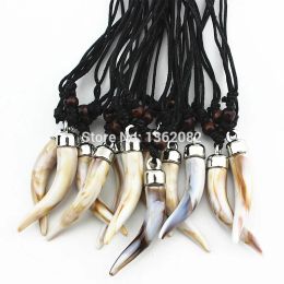 Necklaces New 12pcs Acrylic Design Imitation Elephant tooth Necklace Totem Wolf tooth pendant Amulet Gift YN579