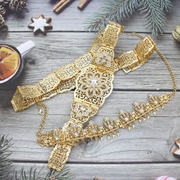 Sets Neovisson Algeria Morocco Ladies Favourite Jewellery Sets Gold Colour Hairband Belt Waist Chain Hair Chain Wedding Jewellery Gift
