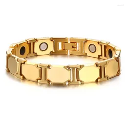 Link Bracelets 11mm Punk Luxury Gold Plate Tungsten Steel Chain For Men Women Hiphop Health Care Energy Magnetic Bangle Jewelry