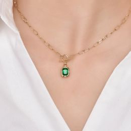 Pendants Real 14K Gold Emerald Necklace Pendant for Women Anillos De Collares Mujer Geometric Origin Emerald Gemstonoe Pendants Females