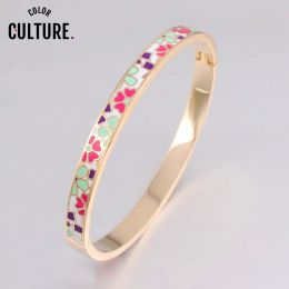 Bangles Enamel Goldcolor Stainless Steel Bangle Opened for Women Jewellery Bracelet Top Quality Factory Price