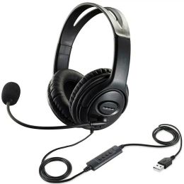 Headphone/Headset USB Wired Headphone Noise Cancelling Headsets Over Gaming OverEar Headphones with Mic for Computer Laptop Call Centre Headset