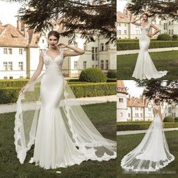 Elegant Mermaid Wedding Dresses With Overskirt Train Sexy Open Back Satin Country Style Bridal Dress 2024 Garden Vestidos Novias Robe De Mariage Bride Dress Chic