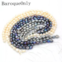 Necklaces BaroqueOnly Semifinished wholesale pearl string 36 cm 1011mm white/blue/grey genuine freshwater pearl necklace for DIY