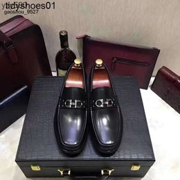 Leather Feragamo New with Business Dress and Leather Shoes Metal British Low cut High Buckle end Casual Pedal Leather Shoes CI7X XG7N