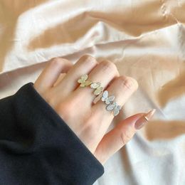 Cluster Rings Karachi S925 Sterling Silver Ring Women's Instagram Luxury Set With Full Diamond Butterfly Open Jewelry