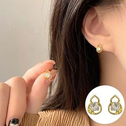 Stud Earrings 925 Sterling Silver Zircon Gourd For Women Girl Fashion Hollow Out Design Jewellery Birthday Gift Drop