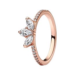 Rings Herbarium Cluster Stack Finger Rings For Women Wedding Bands Rose Gold Jewellery Prong Setting Clear CZ Marquise Pear Flower Petal