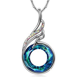 Pendant Necklaces New Retro Peacock Phoenix Crystal Pendant Necklace Earring Bohemian Colorf Jewellery For Women Girl Gift Dro Dhgarden Dhhij