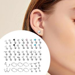 Stud Earrings Set Hoop Stainless Steel For Women Men Ear Studs Fashion Cartilage 25 Pairs Piercing Jewelry