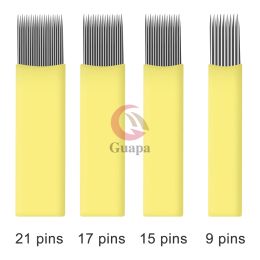 Needles 100 pcs Eyebrow Tattoo Needles Blades Microblading Shading Needles Double Row for Embroidery Pen Makeup Eyebrow Supplies