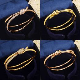 Bangles Hot Selling New Rose Gold Cross Knot Bracelet for Women's Fashion Temperament Luxury Brand Jewellery Party Valentine's Day Gift