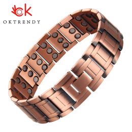 Bracelets 3X Strength Copper Bracelets for Men Pure Copper Magnetic Bracelet with 3 Row Neodymium Magnets Adjustable Length Gifts for Men