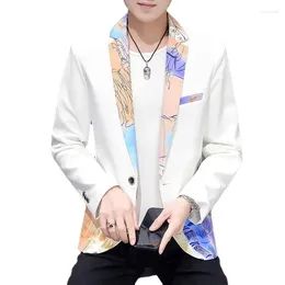 Men's Suits Boutique Fashion Business Casual Slim Versatile Korean Version Printed Teenage British Style Dress Small Suit Jacket