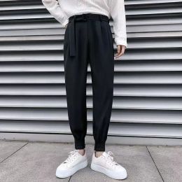 Pants Casual Suit Pants Men Korean Fashion Slim Classic Harem Pants Simple Wild Vintage Loose Solid Black Blazer Trousers High Quality