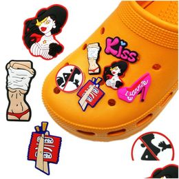 Shoe Parts & Accessories Moq 100Pcs Y Style Mini Clog Jibz Charms 2D Soft Plastic Shoe Accessories Shoes Buckles Cartoon Charm Decorat Dhjvs