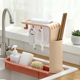 Kitchen Storage Faucet Holder Organiser Plastic Household Supplies Draining Racks Sink Rack Basket Drainer Adjustable